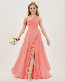 Coral Chiffon Junior Bridesmaid Dress