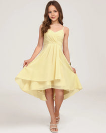Front Daffodil Chiffon Junior Bridesmaid Dress