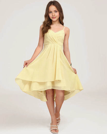 Front Daffodil Chiffon Junior Bridesmaid Dress