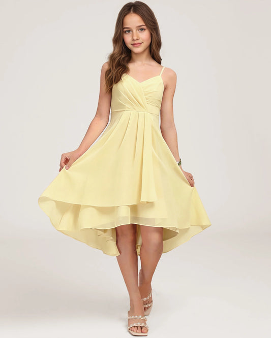 Daffodil Chiffon A-line Junior Bridesmaid Dress Front View