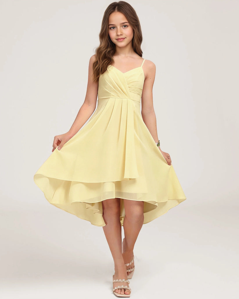 Daffodil Chiffon A-line Junior Bridesmaid Dress Front View