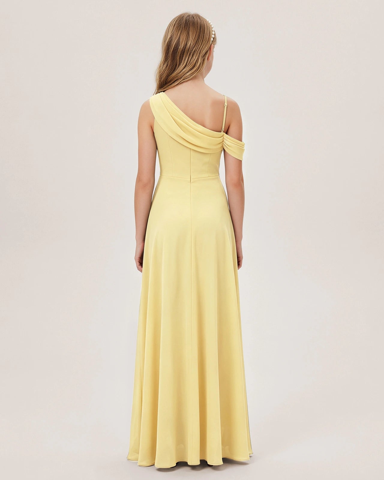 Daffodil Chiffon A-line Junior Bridesmaid Dress Back View