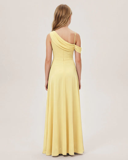 Daffodil Chiffon A-line Junior Bridesmaid Dress Back View