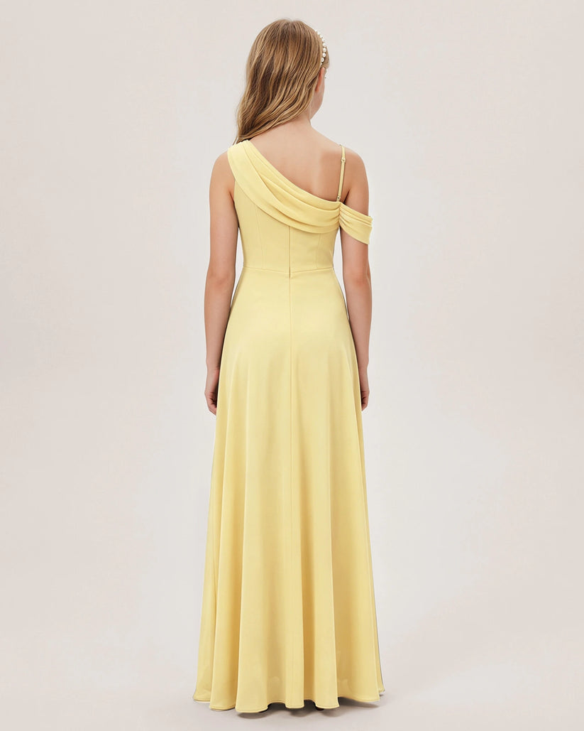Daffodil Chiffon A-line Junior Bridesmaid Dress Back View