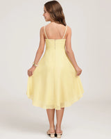 Daffodil Chiffon A-line Junior Bridesmaid Dress Back View