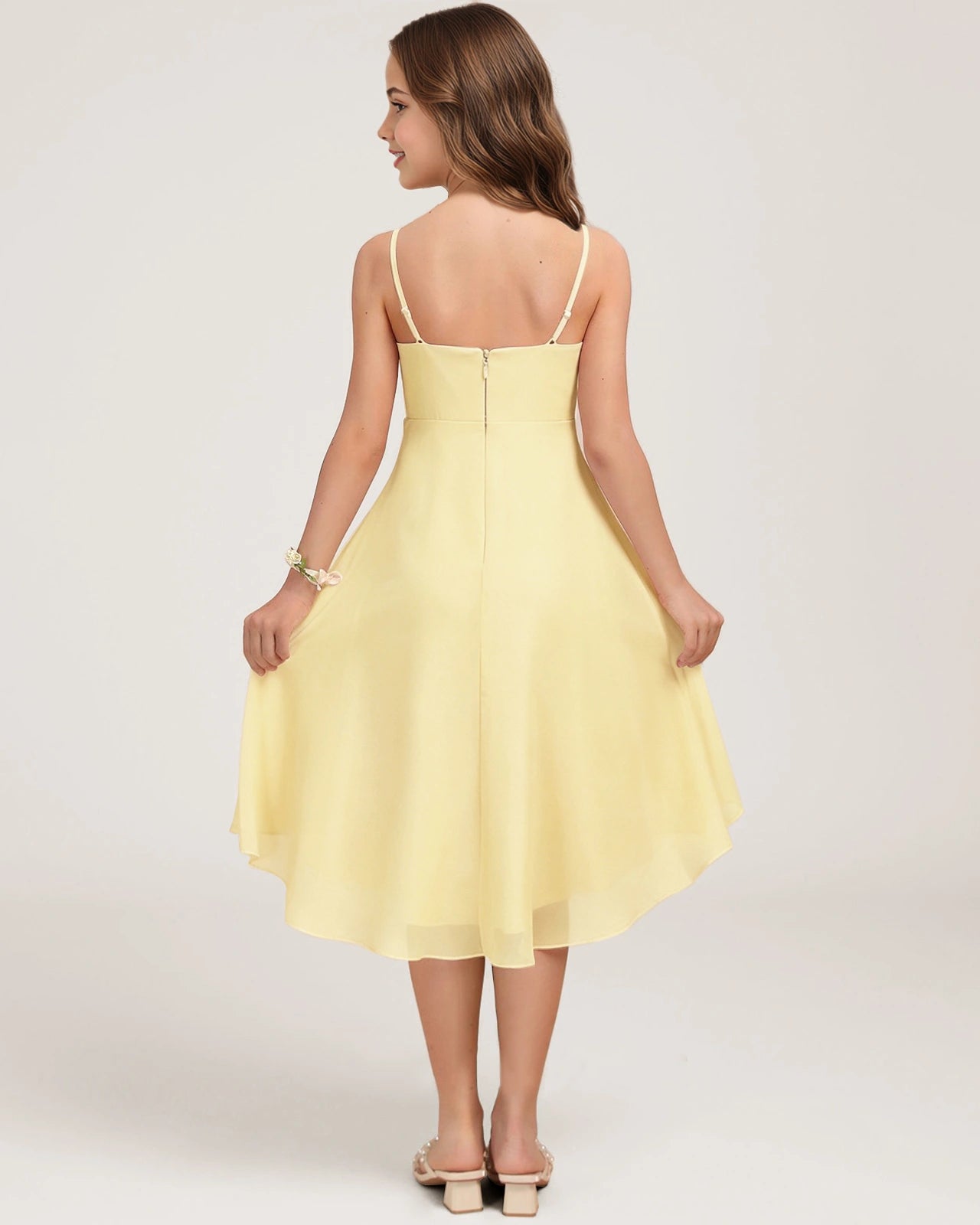 Back Daffodil Chiffon Junior Bridesmaid Dress