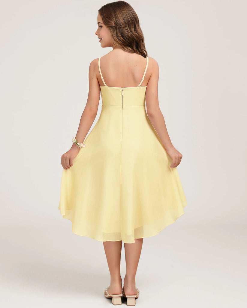 Daffodil Chiffon A-line Junior Bridesmaid Dress Back View