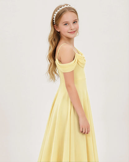 Daffodil Chiffon A-line Junior Bridesmaid Dress Side View
