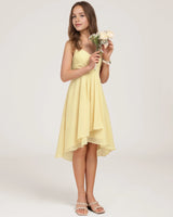 Daffodil Chiffon A-line Junior Bridesmaid Dress Front View