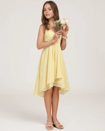 Side Daffodil Chiffon Junior Bridesmaid Dress