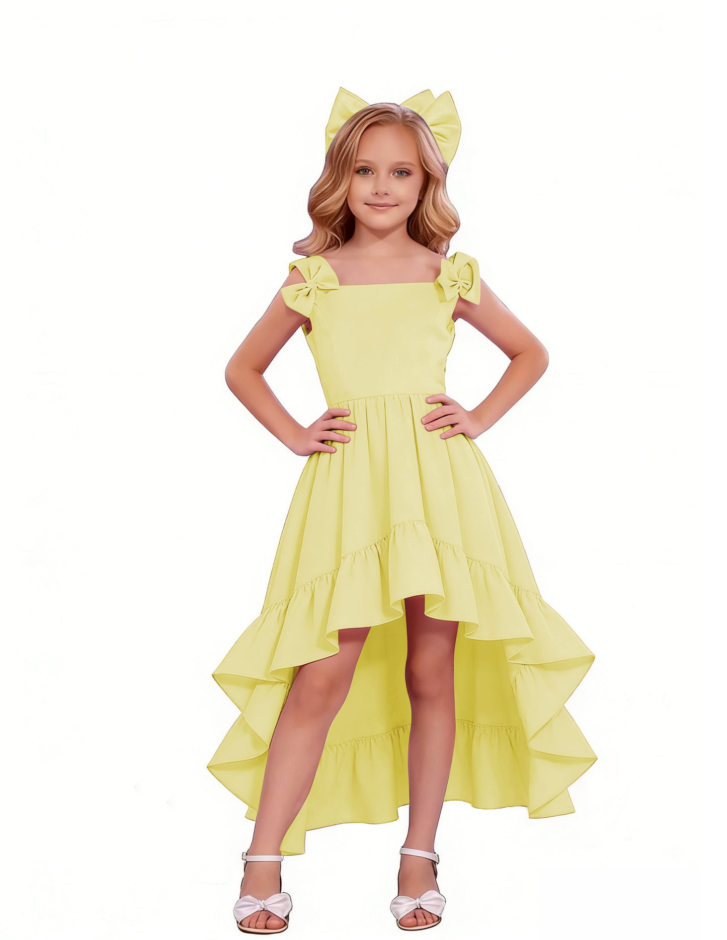 dideyttawl High-Low Junior Bridesmaid Dresses for Girls 4-16 Chiffon  A-Line Pageant Formal Party Ball Dress 2636