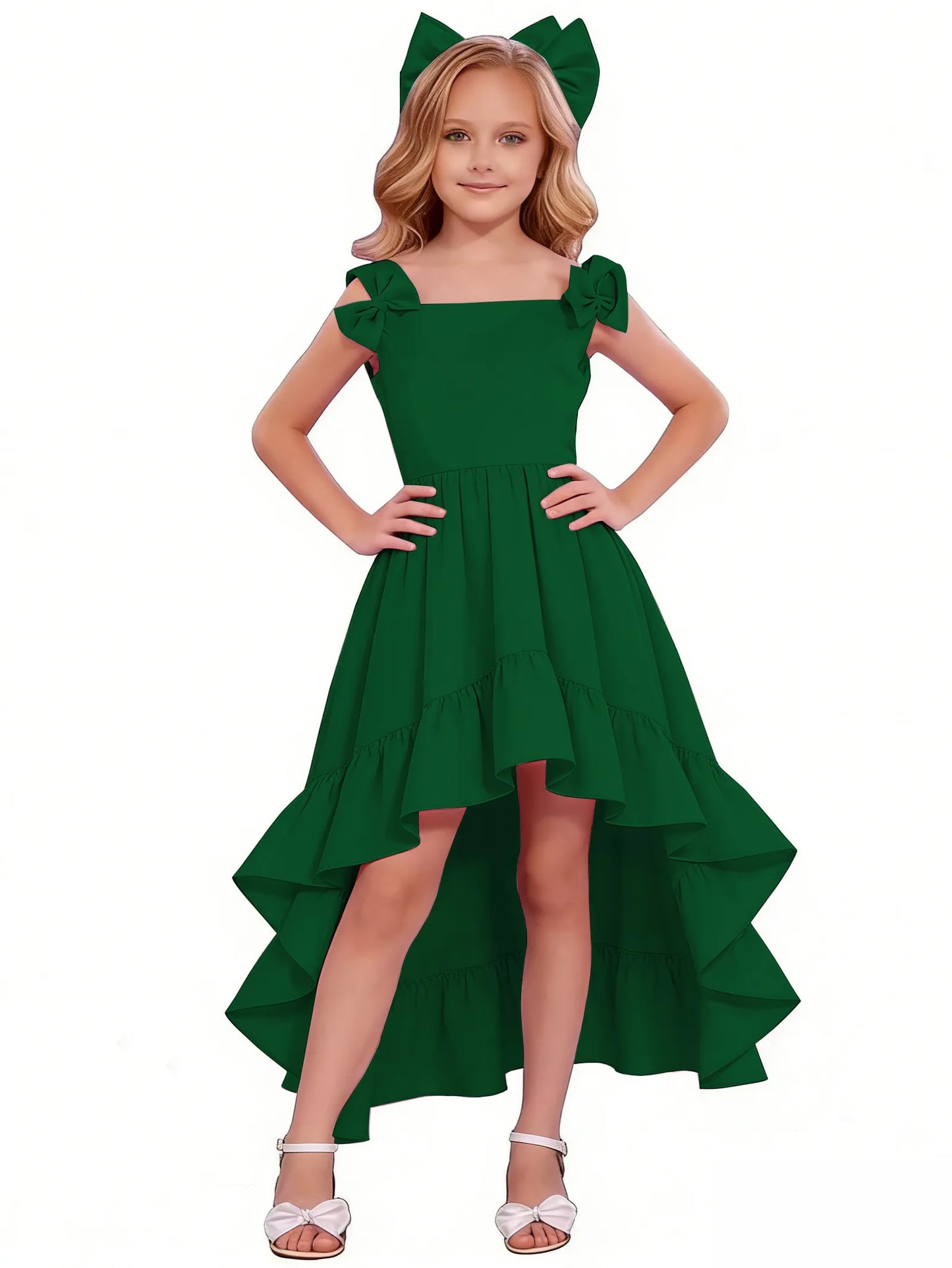 dideyttawl High-Low Junior Bridesmaid Dresses for Girls Chiffon  A-Line Pageant Ball Dress 2636