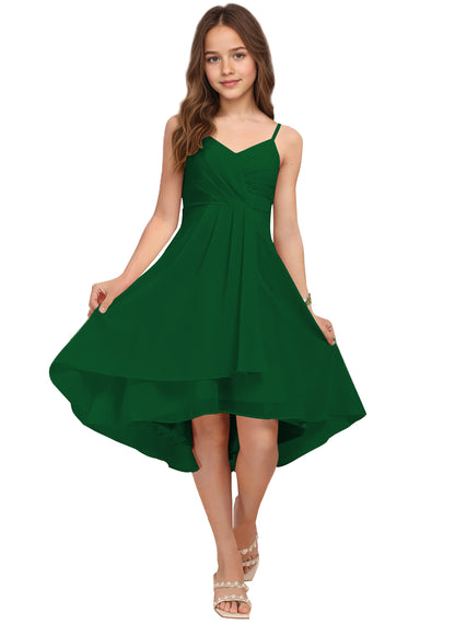 Chiffon Short Junior Bridesmaid Dresses Knee Length Sleeveless Flower Girl Dresses for 4-16 2504
