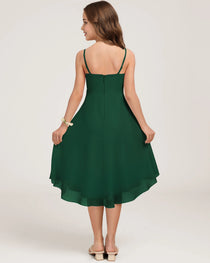 Back Dark Green Chiffon Junior Bridesmaid Dress