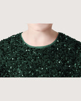 Dark Green Sequin A-line Girls Formal Dress Front View
