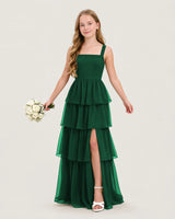 Dark Green Chiffon A-line Junior Bridesmaid Dress Front View