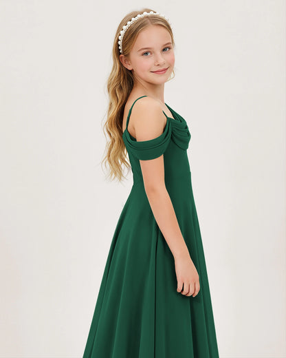 Dark Green Chiffon A-line Junior Bridesmaid Dress Side View