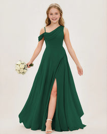 Dark Green Chiffon Junior Bridesmaid Dress
