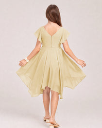 Champagne Front Chiffon Short Junior Bridesmaid Dress