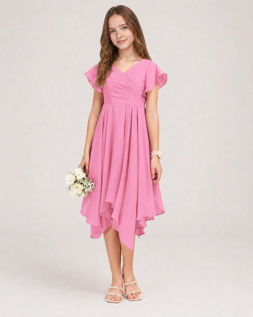 Peony Chiffon A-line Junior Bridesmaid Dress Front View