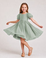 Eucalyptus Chiffon A-line Flower Girl Dress Front View