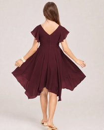 Cabernet Back Chiffon Short Junior Bridesmaid Dress