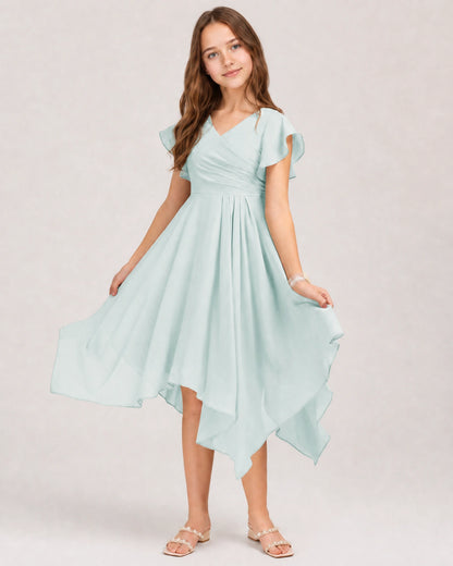 Mist Front Chiffon Short Junior Bridesmaid Dress