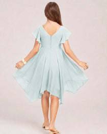 Mist Back Chiffon Short Junior Bridesmaid Dress