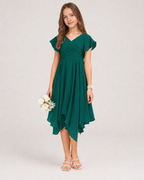 Peacock Front Chiffon Short Junior Bridesmaid Dress