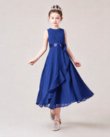 Royal Blue Chiffon A-line Junior Bridesmaid Dress Front View