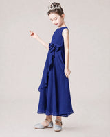 Royal Blue Chiffon A-line Junior Bridesmaid Dress Side View