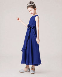 Dideyttawl Flower Girl Dress Sage Green Sleeveless Chiffon Ruffle Bow Maxi Dress