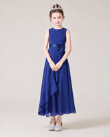 Royal Blue Chiffon A-line Junior Bridesmaid Dress Front View
