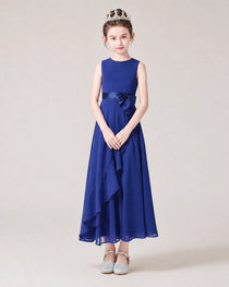 Dideyttawl Flower Girl Dress Sage Green Sleeveless Chiffon Ruffle Bow Maxi Dress