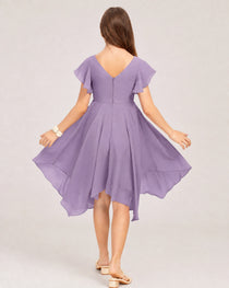 Wisteria Back Chiffon Short Junior Bridesmaid Dress