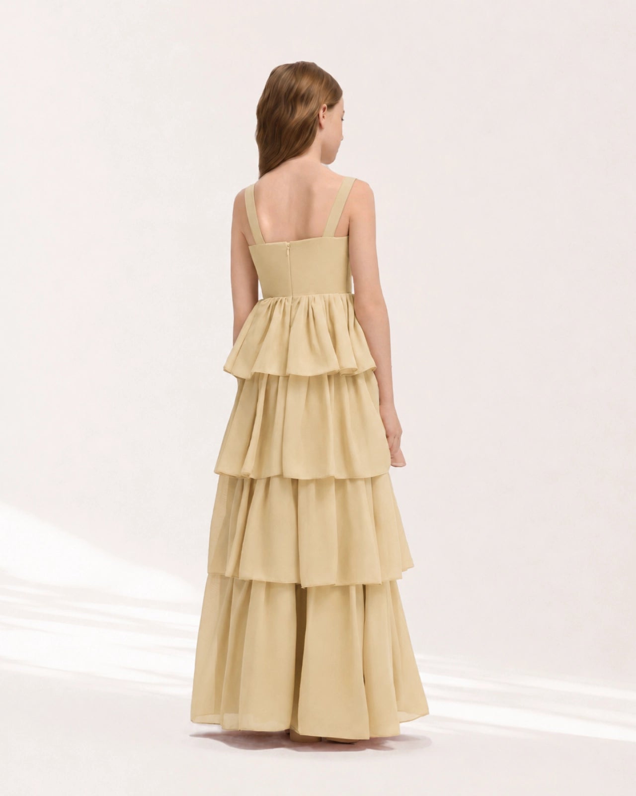 Champagne Back Chiffon Junior Bridesmaid Dresses