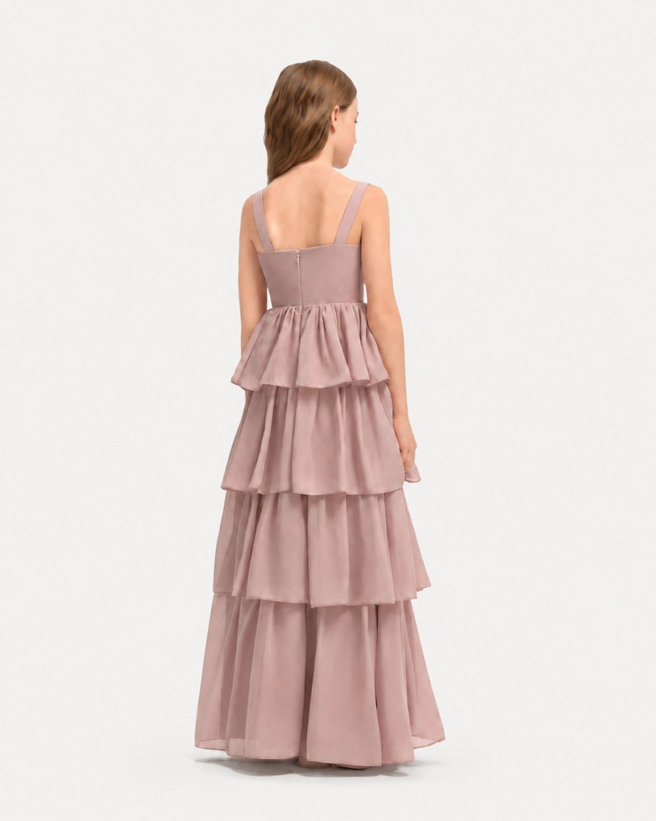 Dusty Rose Back Chiffon Junior Bridesmaid Dresses