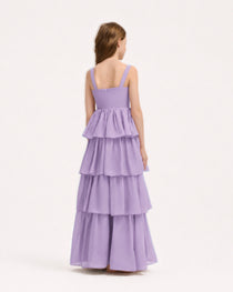 Lavender Back Chiffon Junior Bridesmaid Dresses