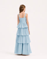 Baby Blue Chiffon A-line Junior Bridesmaid Dress Back View