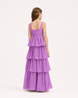 Lilac Chiffon Tiered Junior Bridesmaid Dress Back View