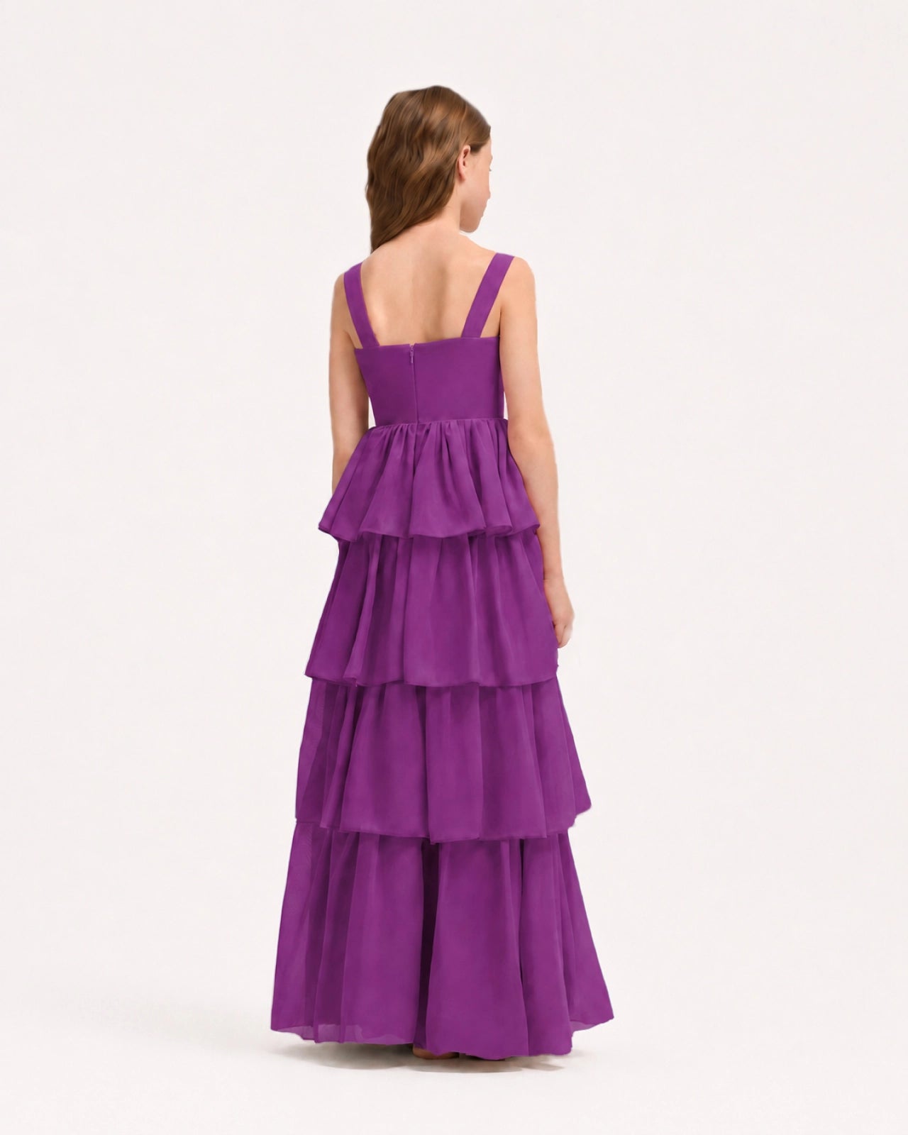 Purple Back Chiffon Junior Bridesmaid Dresses