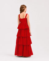 Red Chiffon A-line Junior Bridesmaid Dress Back View