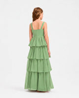 Sage Green Chiffon A-line Junior Bridesmaid Dress Back View