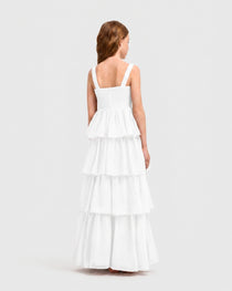 White Back Chiffon Junior Bridesmaid Dresses