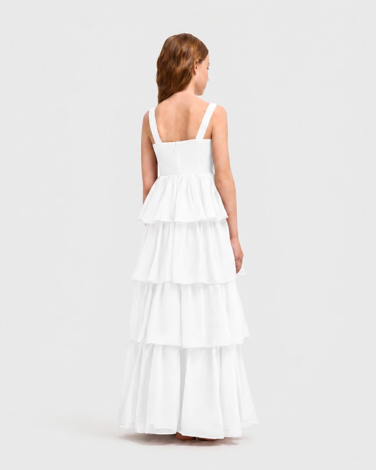 White Back Chiffon Junior Bridesmaid Dresses