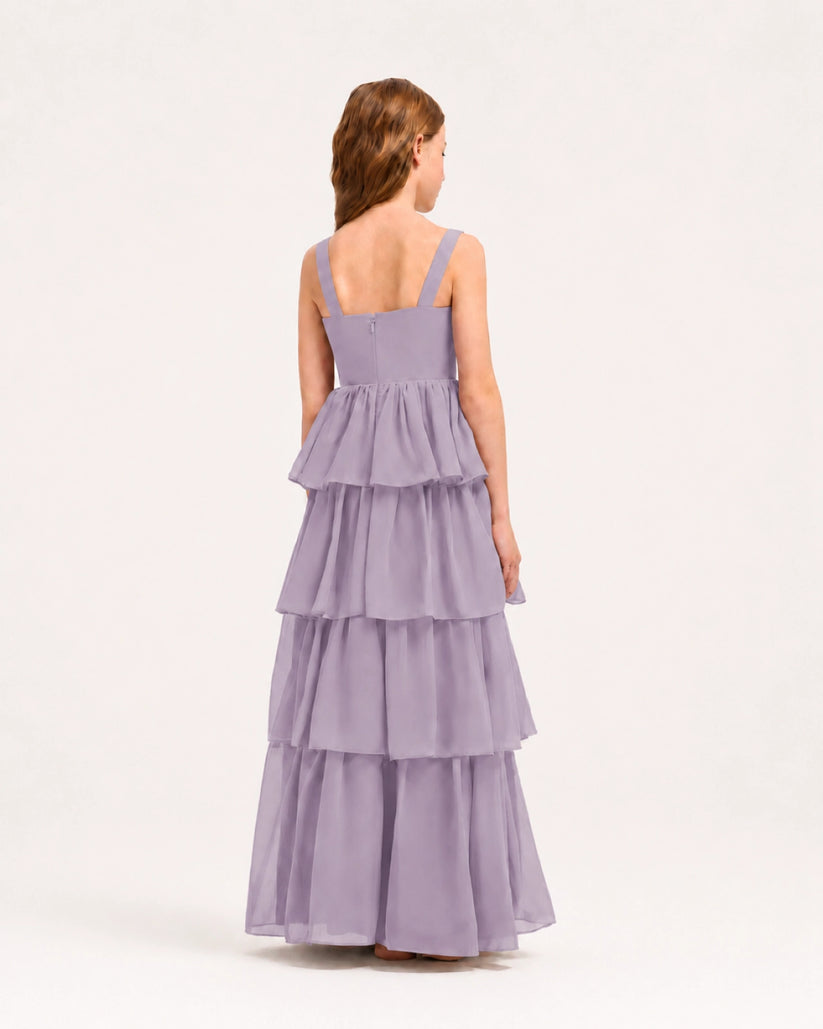 Wisteria Chiffon A-line Junior Bridesmaid Dress Back View