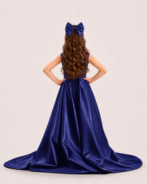 dideyttawl High-Low Junior Bridesmaid Dresses for Girls Pleated Satin A-Line Bow Straps Pageant Formal Party Dress 2536