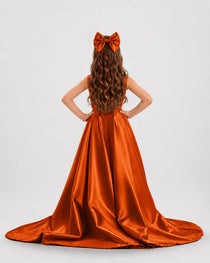 dideyttawl High-Low Junior Bridesmaid Dresses for Girls Pleated Satin A-Line Bow Straps Pageant Formal Party Dress 2536