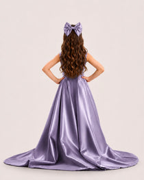 dideyttawl High-Low Junior Bridesmaid Dresses for Girls Pleated Satin A-Line Bow Straps Pageant Formal Party Dress 2536