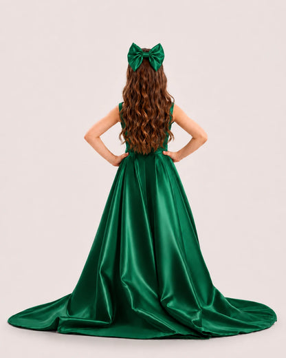 dideyttawl High-Low Junior Bridesmaid Dresses for Girls Pleated Satin A-Line Bow Straps Pageant Formal Party Dress 2536